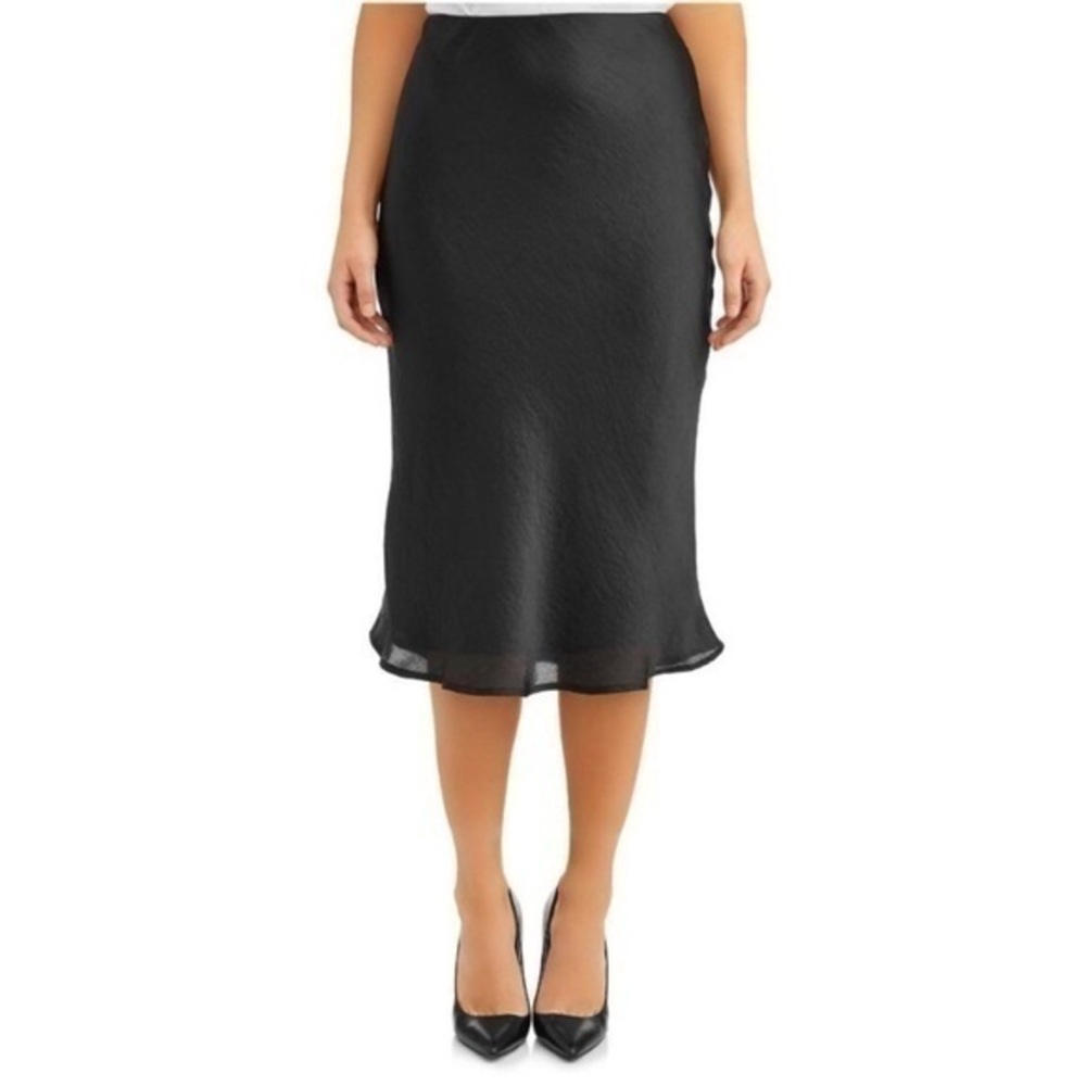 Love Sadie Skirt Black Midi Slip Flowy Trendy Retro 90s Classic Career